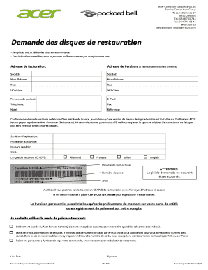 Demande des disques de restauration