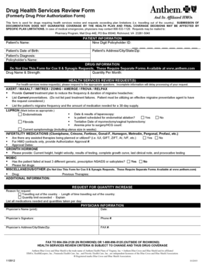 Drug Health Services Review Form