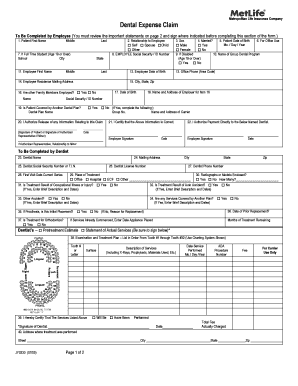 MetLife Dental Expense Claim Form