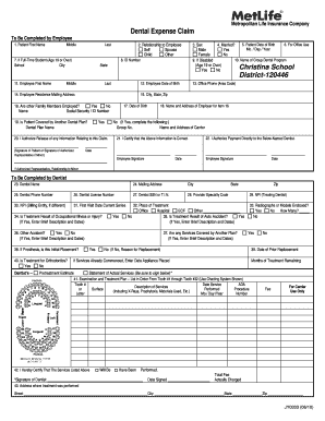 MetLife Dental Expense Claim Form
