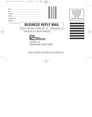 Business Reply Mail Postcard