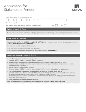 Stakeholder Pension Application Form