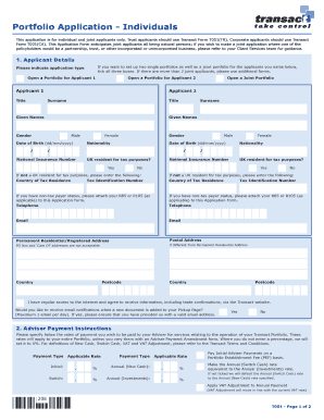 Portfolio Application Form