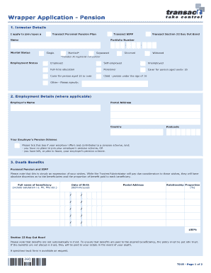 UK Pension Plan Application Form
