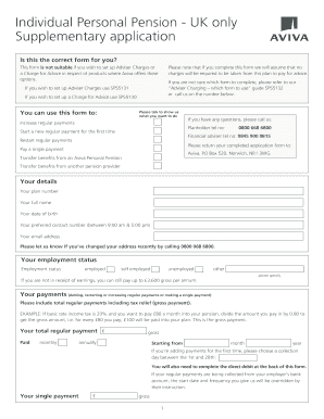 UK Individual Personal Pension Application