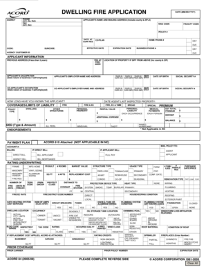 Dwelling Fire Insurance Application Form