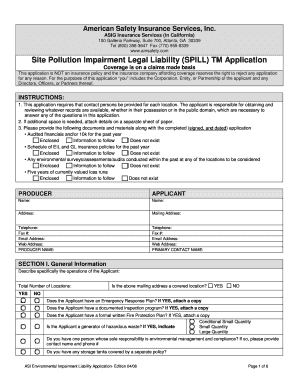 ASI Environmental Impairment Liability Application