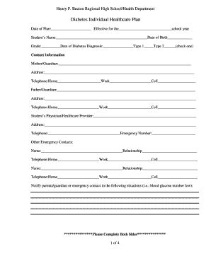 Diabetes Individual Healthcare Plan