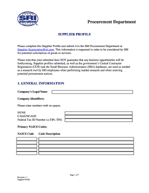Supplier Profile Form