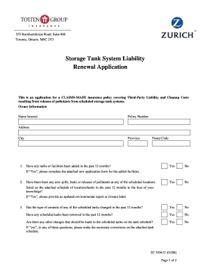 Storage Tank System Liability Renewal Application