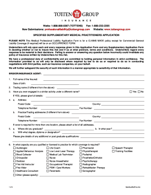 Medical Professional Liability Application Form