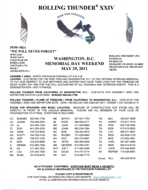 Rolling Thunder XXIV Order Form