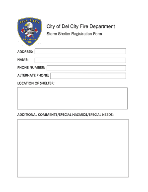 Storm Shelter Registration Form