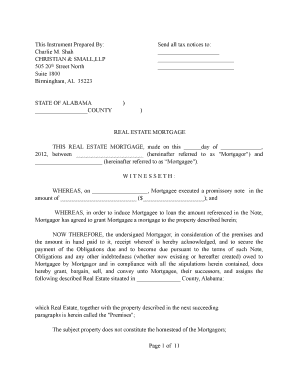 Alabama Real Estate Mortgage Agreement
