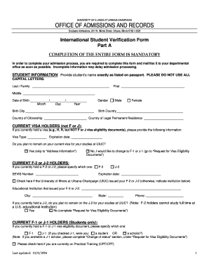 International Student Verification Form
