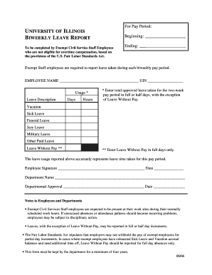 University of Illinois Biweekly Leave Report