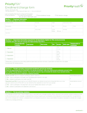 Priority Health FSA Enrollment/Change Form
