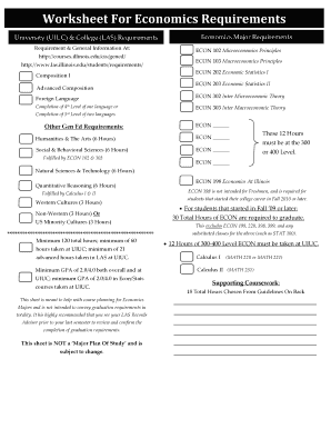 Economics Major Requirements Worksheet
