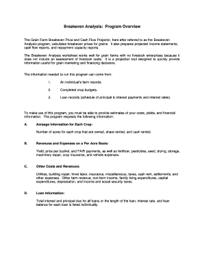 Grain Farm Breakeven Analysis Template