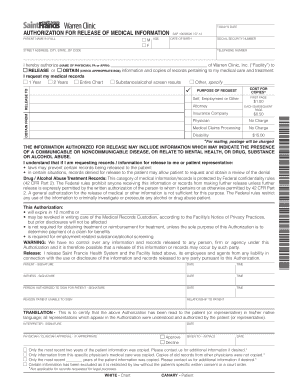 Warren Clinic Medical Information Release Authorization