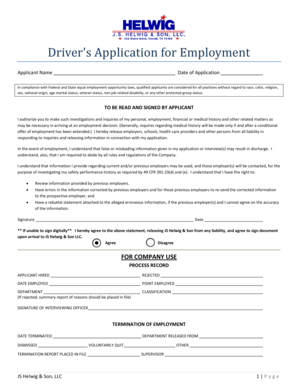 Driver’s Application for Employment