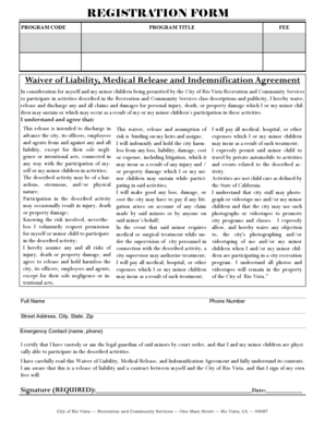 Waiver of Liability and Medical Release Form