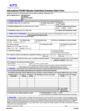International FEHBP Overseas Claim Form