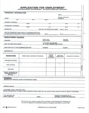 Employment Application Form