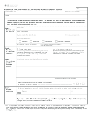 Texas Solar or Wind-Powered Energy Device Exemption Application