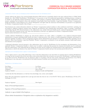 Commercial Fully-Insured Workers' Compensation Medical Authorization