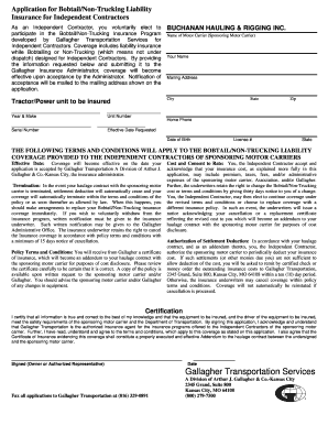 Bobtail Non-Trucking Liability Insurance Application