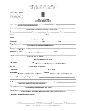 Water Sample Collection Form