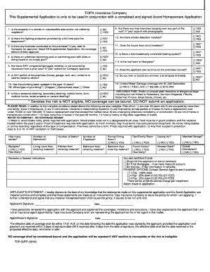 TOPA Insurance Homeowners Supplemental Application
