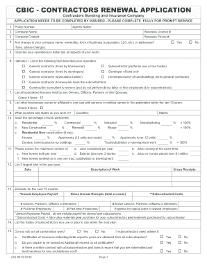 Fillable Online Cbic - contractors renewal bapplicationb - Union General Insurance bb Fax Email ...