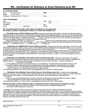 IRA Rollover Certification Form