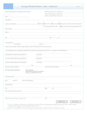 Change of Broker/Dealer Letter