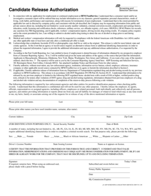 Candidate Release Authorization Form