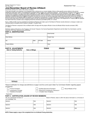Michigan Board of Review Affidavit