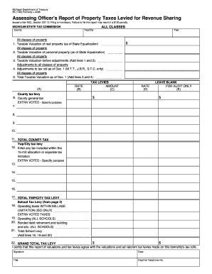 Michigan Property Taxes Levied for Revenue Sharing