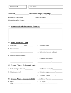 Mineral Identification Form