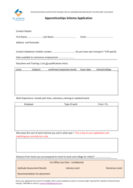 Apprenticeship Scheme Application Form