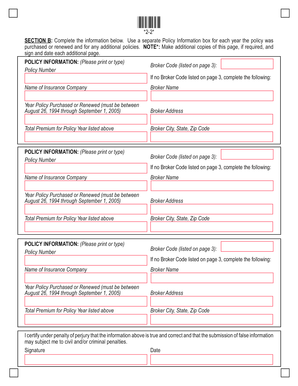 Insurance Policy Information Form