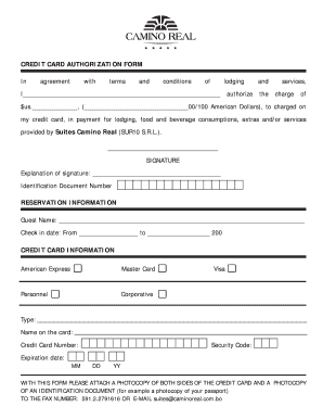 Credit Card Authorization Form