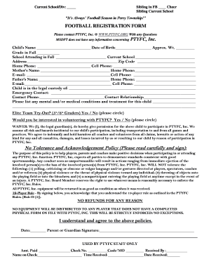FOOTBALL REGISTRATION FORM