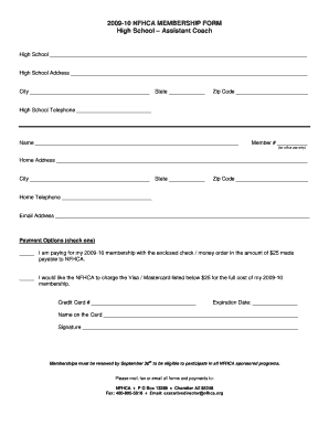 2009-10 NFHCA Membership Form