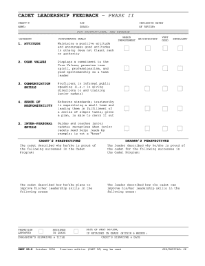 Cadet Leadership Feedback Form