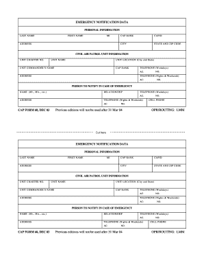 Civil Air Patrol Emergency Notification Form