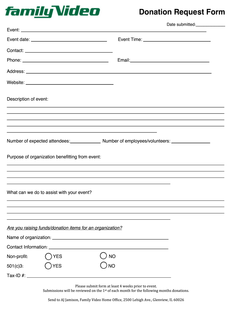 donation form template Preview on Page 1