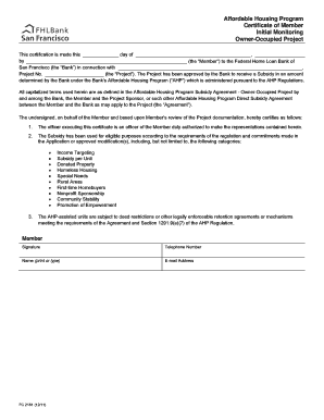 Affordable Housing Program Certificate