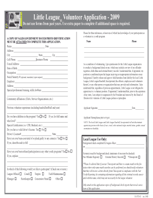 Little League Volunteer Application